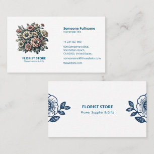 Carte de visite floral pour fleuristes et petite b
