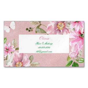 carte de visite floral rose