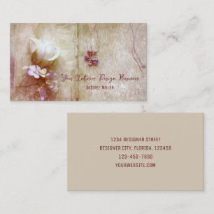 Carte De Visite Floral Rose Bourgogne Beige Vintage Ancien Livre P