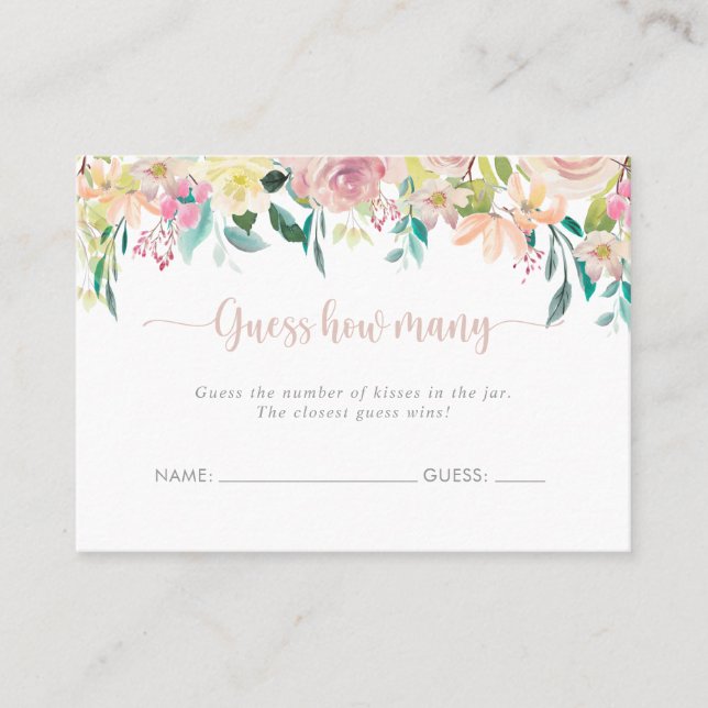 Carte De Visite Floral Rose Gold Guess How Many Game Card (Devant)