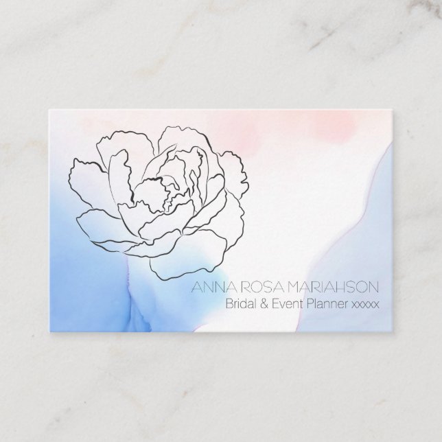 Carte De Visite *~* Floral Rose Pastel Rose Aquarelle (Devant)