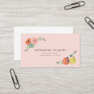 Carte de visite floral rose rose et de pommes de