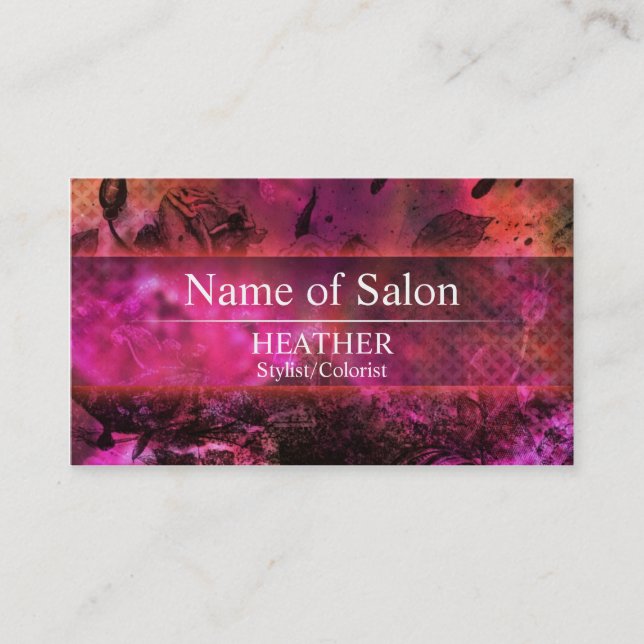 Carte de visite floral rose urbain de salon (Devant)