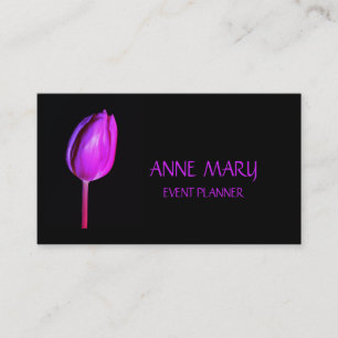 Carte De Visite Floral Rose violet Tulipes noir personnalisé