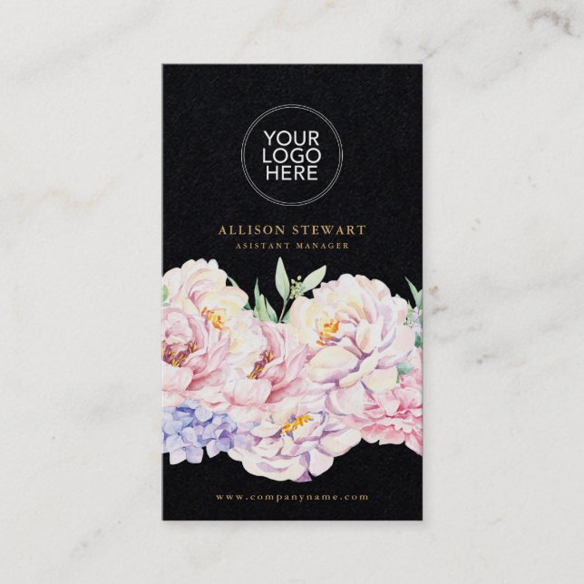 Carte de visite floral simple et élégant avec code (Devant)
