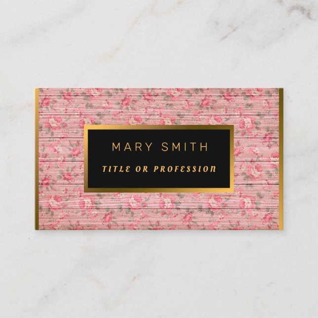 Carte De Visite Floral sur Personnaliser Or Bois Professionnel Mod (Devant)