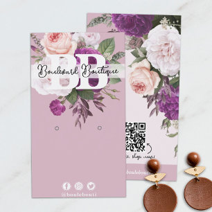 Carte De Visite Floral vintage sur Mauve portant bijoux QR Code
