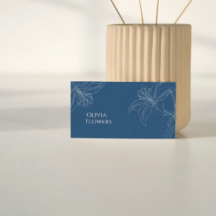 Carte de visite florale bleue élégante Minimalis