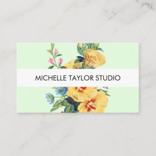 Carte de visite florale boho jaune botanique