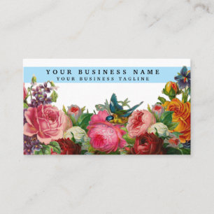 Carte de visite florale en peinture tole antique