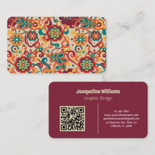 Carte de visite florale groovy psychédélique des a