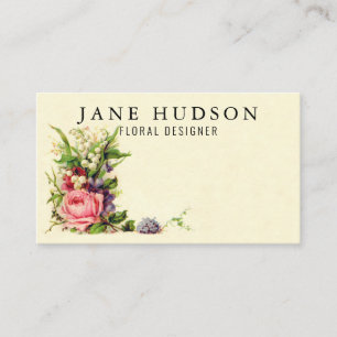Carte de visite florale minimaliste élégante 3.5x2