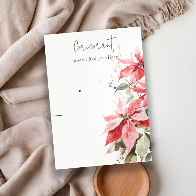 Carte De Visite Floraux de Poinsettia rouge portant un collier (Créateur téléchargé)
