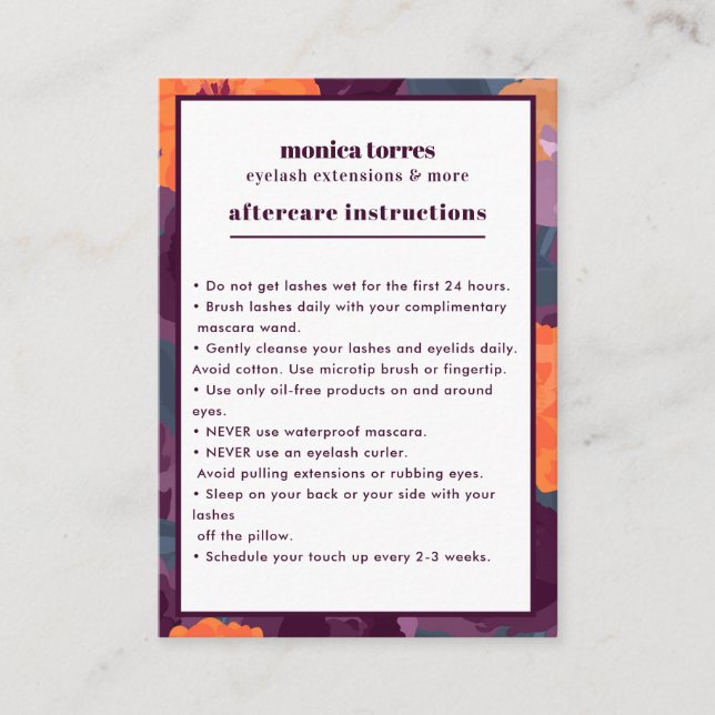 Carte De Visite Flore de Bourgogne Instructions de soins postérieu (Devant)