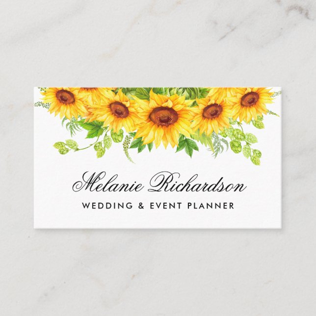 Carte De Visite Flore de tournesol aquarelle (Devant)
