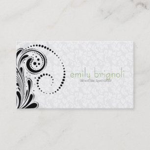 Carte De Visite Flore Élégante Blanche Et Noire