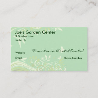 Carte De Visite Flore en teintes de vert frais