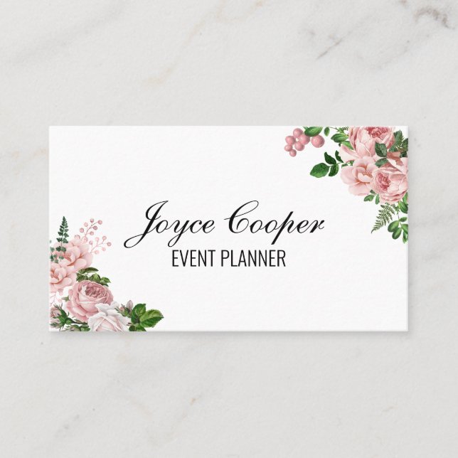 Carte De Visite Flore rose pâle personnalisée (Devant)