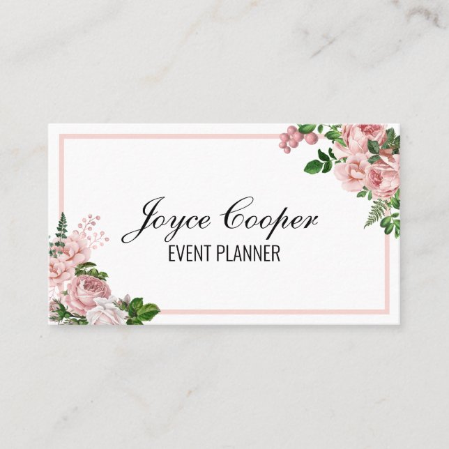 Carte De Visite Flore rose pâle personnalisée (Devant)