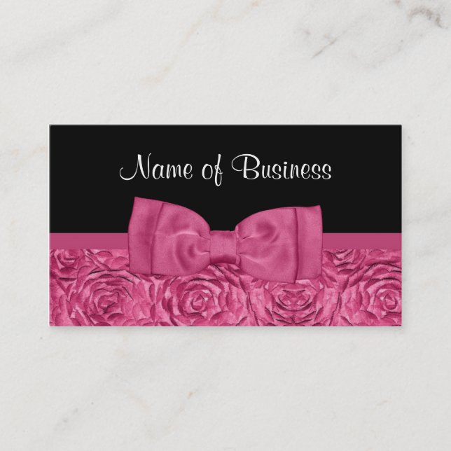 Carte De Visite Flore Rose rose et noir chic avec cabot (Devant)