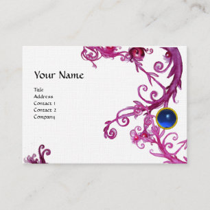 Carte De Visite FLORENTIN BAROQUE MONOGRAMME broderie bleue sur li