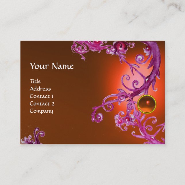 Carte De Visite FLORENTINE BAROQUE MONOGRAM GEM orange violet roug (Devant)