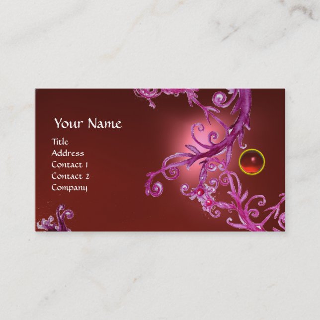 Carte De Visite FLORENTINE BAROQUE MONOGRAM GEM rouge (Devant)