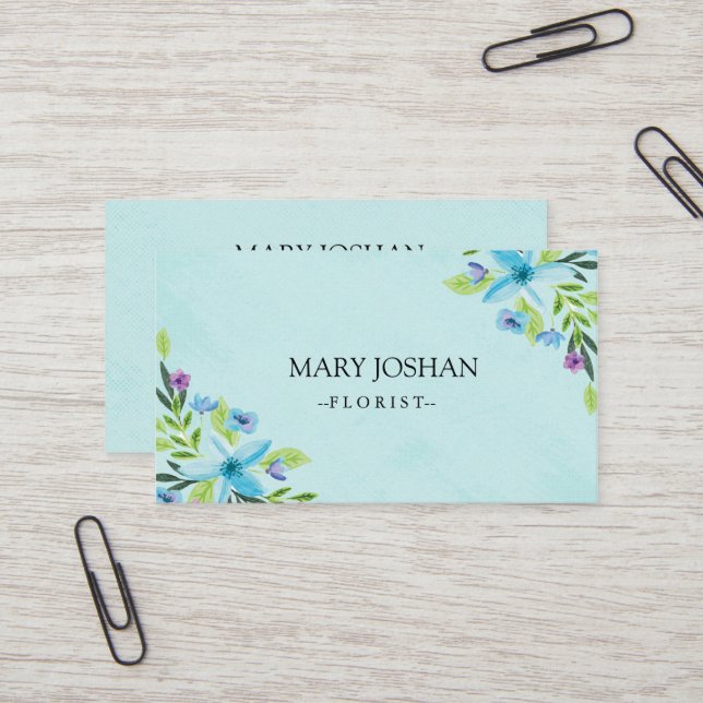 Carte De Visite Florist Floral Élégant (Devant/Arrière en situation)