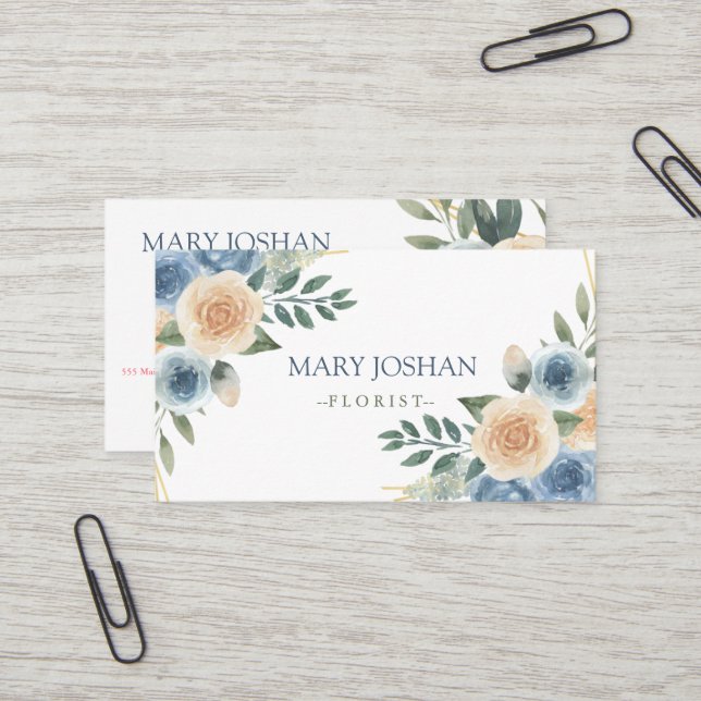 Carte De Visite Florist Floral Élégant (Devant/Arrière en situation)