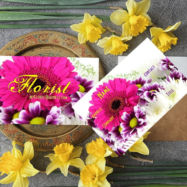 Carte De Visite Floriste - Bouquet pourpre III (Step up your Career Image with a stylish and professional Profile Card to beautifully represent you!)