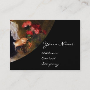 CARTE DE VISITE FLORISTE CRÉANT UN BOUQUET AVEC DES FLEURS COLORÉE