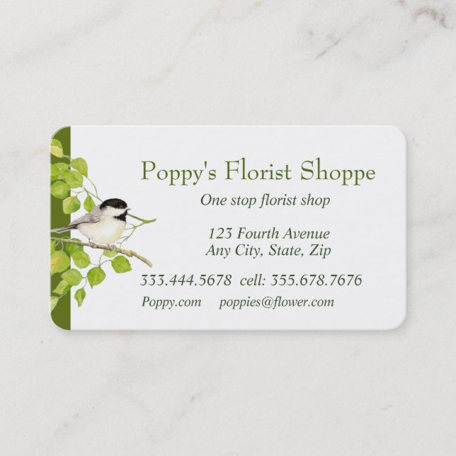Carte De Visite Floriste de poulet Fleurs de magasin (Devant)