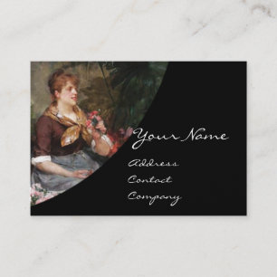 CARTE DE VISITE FLORISTE FABRIQUANT UN BOUQUET AUX FLEURS COLORÉE