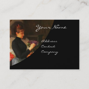 CARTE DE VISITE FLORISTE FABRIQUANT UN BOUQUET AUX FLEURS COLORÉES