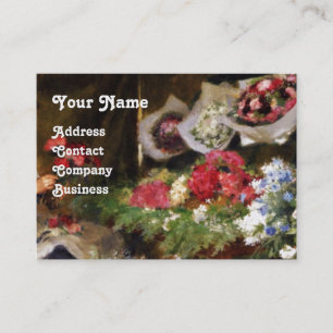 CARTE DE VISITE FLORISTE FABRIQUANT UN BOUQUET AUX FLEURS COLORÉES
