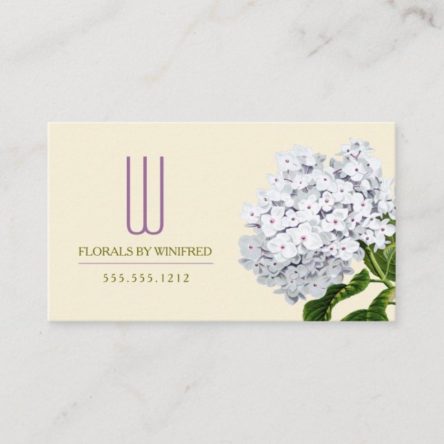 Carte De Visite Floriste Vintage d'Hydrangeas (Devant)