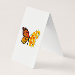 Carte De Visite Flower Butterfly with Yellow California Poppy