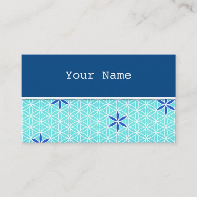 Carte De Visite Flower Of Life - timbre sans couture motif - cyan (Devant)