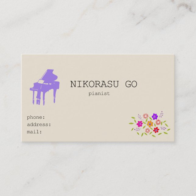 Carte De Visite Flower pianist (Devant)