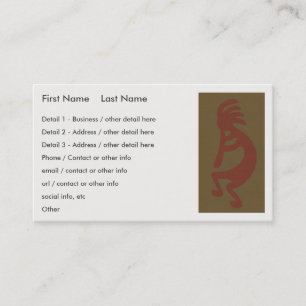 Carte De Visite Flûte Jouer Kokopelli Figure - Rouge sur Vert