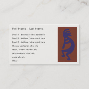 Carte De Visite Flûte Lecture de Kokopelli Figure - Bleu sur Rouge