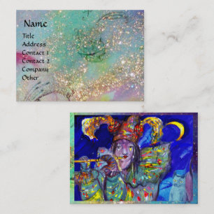 Carte De Visite FLUTIST DANS nuit BLEUE/vénitienne de carnaval