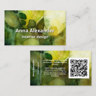 Carte De Visite Flux Lumineux   Aquarelle Abstraite Verte 