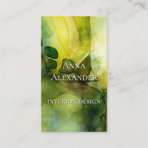 Carte De Visite Flux Lumineux   Aquarelle Abstraite Verte 