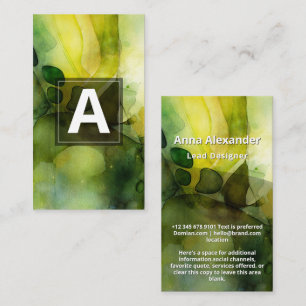 Carte De Visite Flux Lumineux   Aquarelle Abstraite Verte 