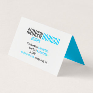 Carte De Visite Flux moderne White Vivid Sky Blue Fold