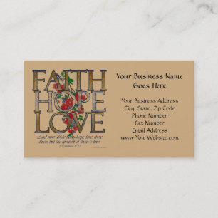 Carte De Visite Foi Espoir Amour, Conception Florale Avec Verset B
