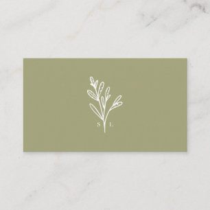 Carte De Visite Foliage botanique moderne Monogramme Olive