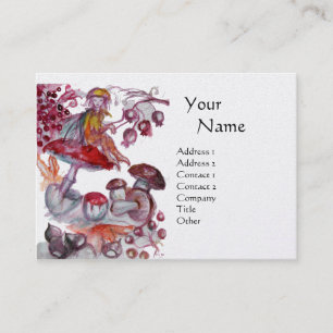 Carte De Visite FOLLET MAGIQUE DE CHAMPIGNONS, Imaginaire Red Whit