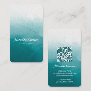 Carte De Visite Fond aquarelle vert cyan